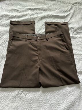 Haggar Men's Dark Brown Dress Pants - Classic Straight Fit